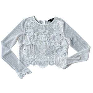 Forever 21 Lace Sheer Long Sleeve Top Size S